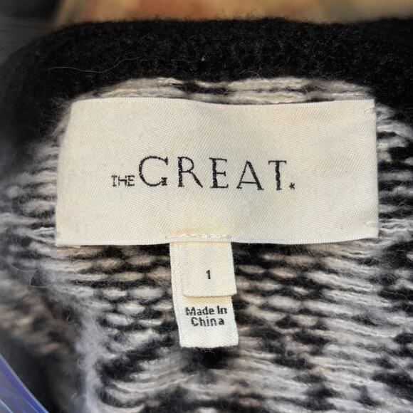 The Great Cardigan Womens Sz 1 Chalet Lodge Faire Isle Black And White Cardigan - Picture 4 of 10